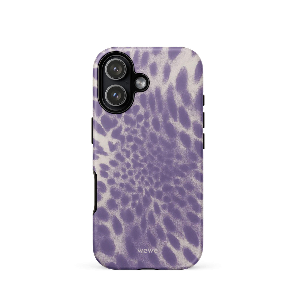 Lavender and cream iPhone case with soft-focus airbrushed leopard spots