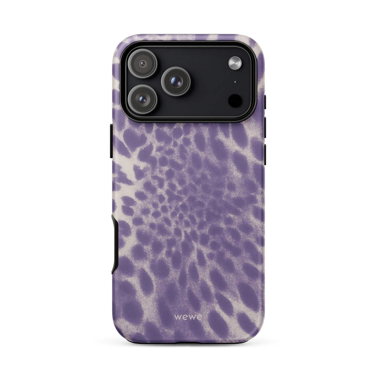Lavender and cream iPhone case with soft-focus airbrushed leopard spots