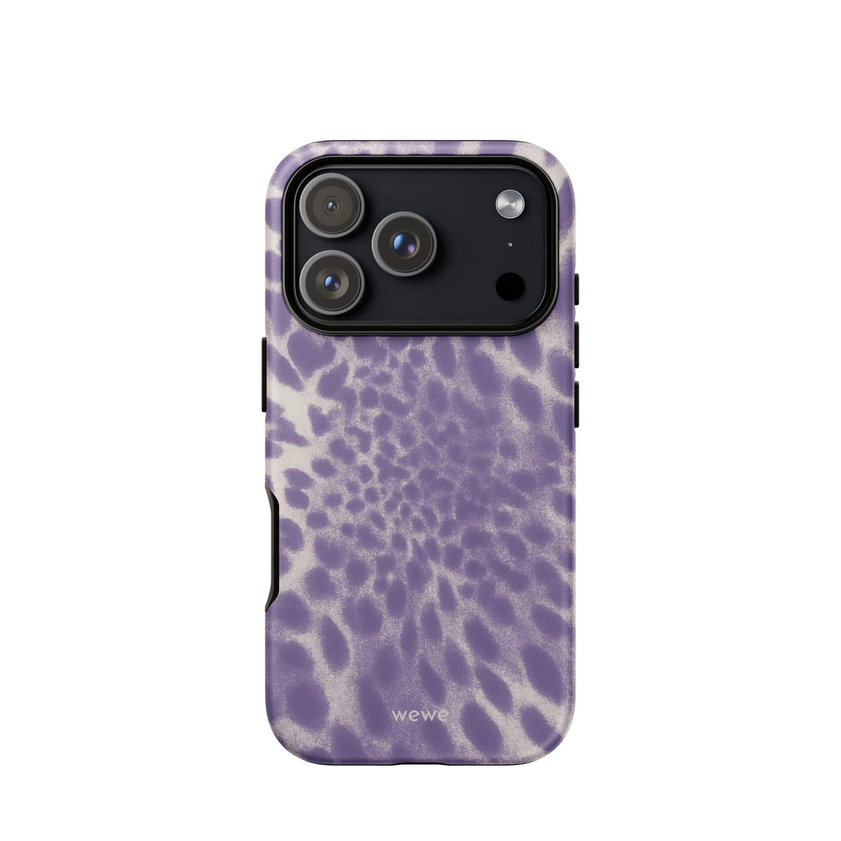 Lavender and cream iPhone case with soft-focus airbrushed leopard spots