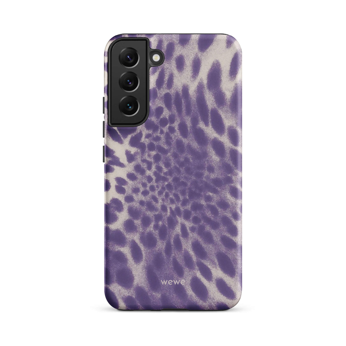 Lavender and cream iPhone case with soft-focus airbrushed leopard spots