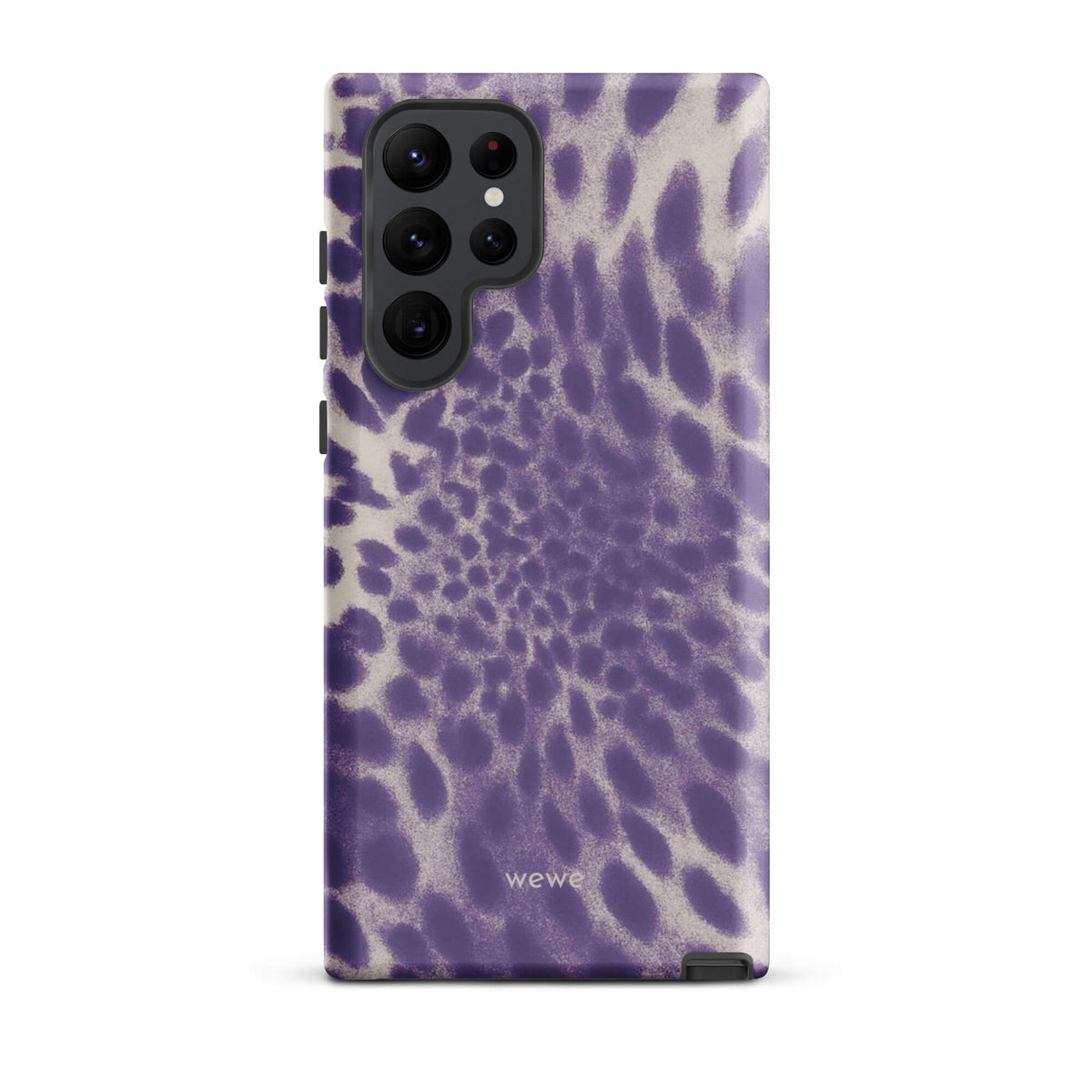 Lavender and cream iPhone case with soft-focus airbrushed leopard spots