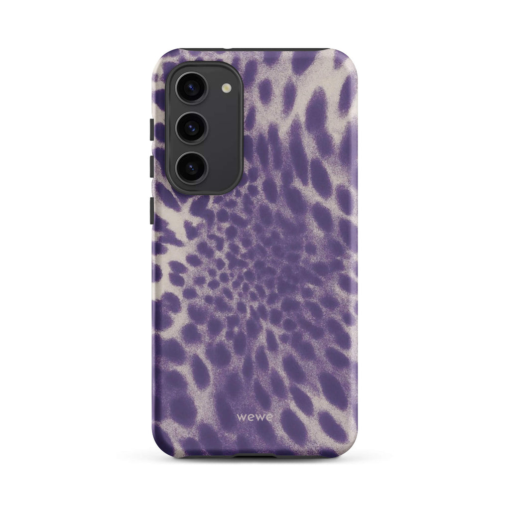 Lavender and cream iPhone case with soft-focus airbrushed leopard spots