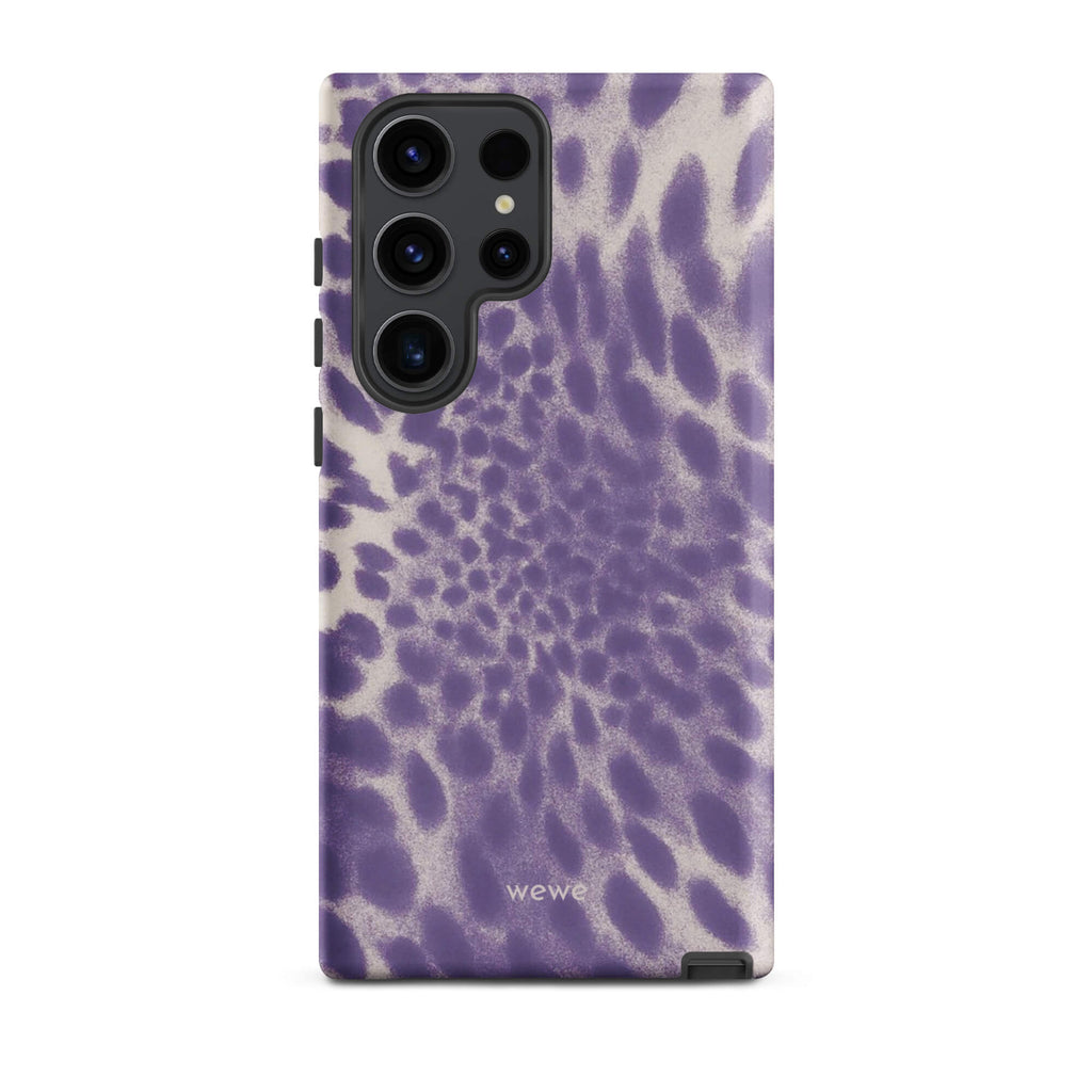Lavender and cream iPhone case with soft-focus airbrushed leopard spots