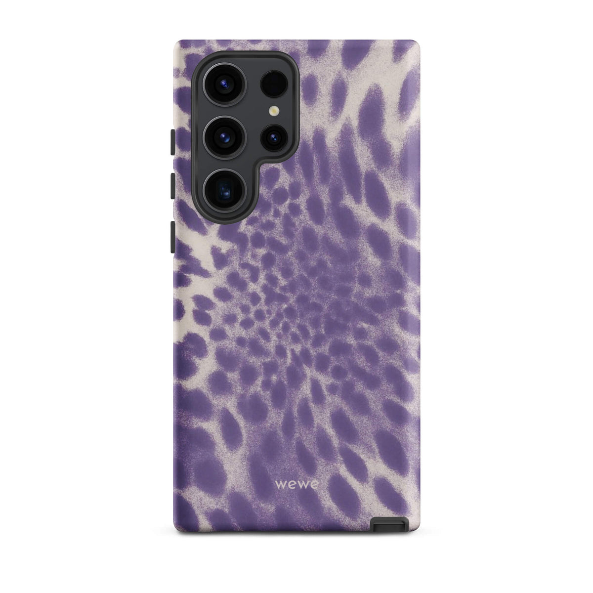 Lavender and cream iPhone case with soft-focus airbrushed leopard spots