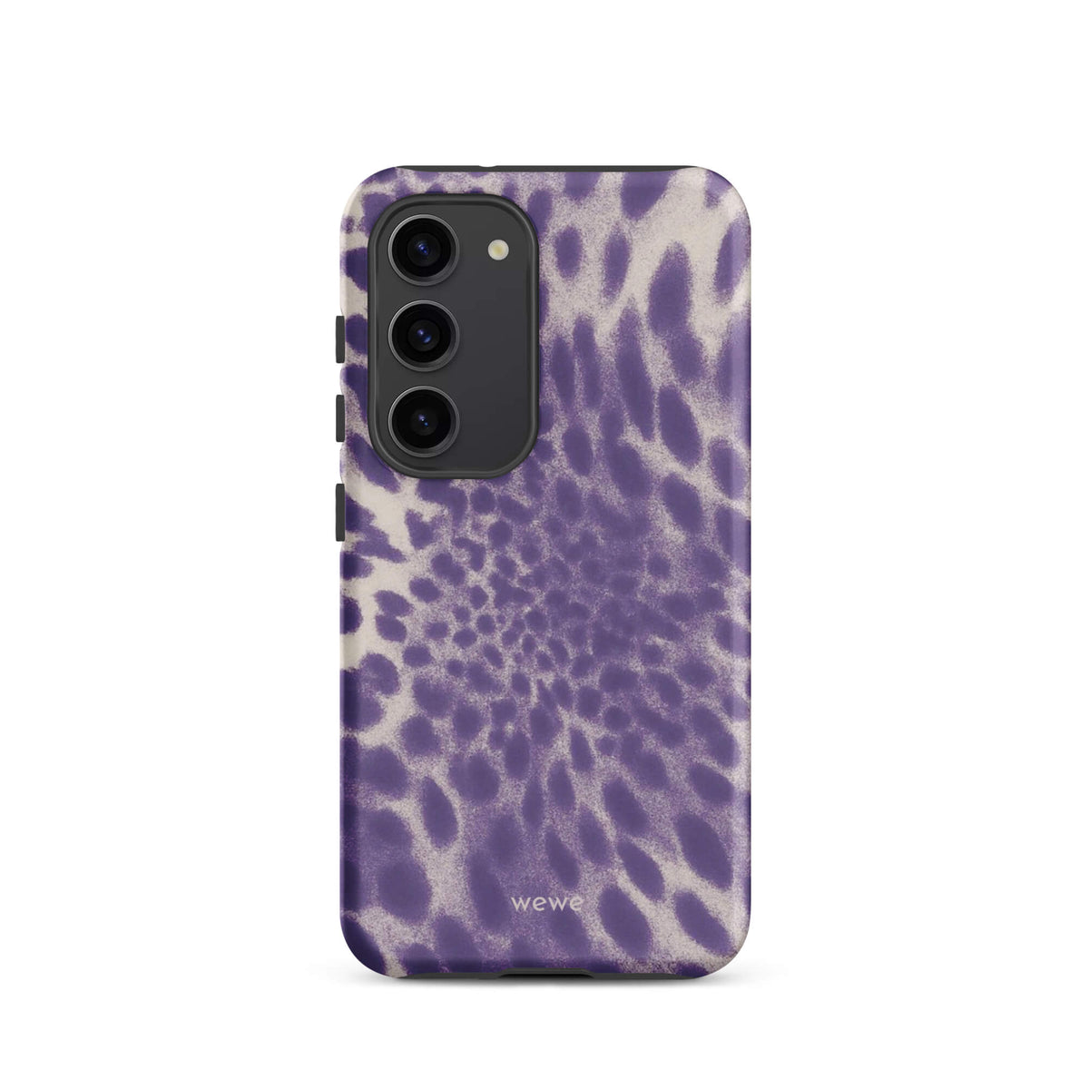 Lavender and cream iPhone case with soft-focus airbrushed leopard spots