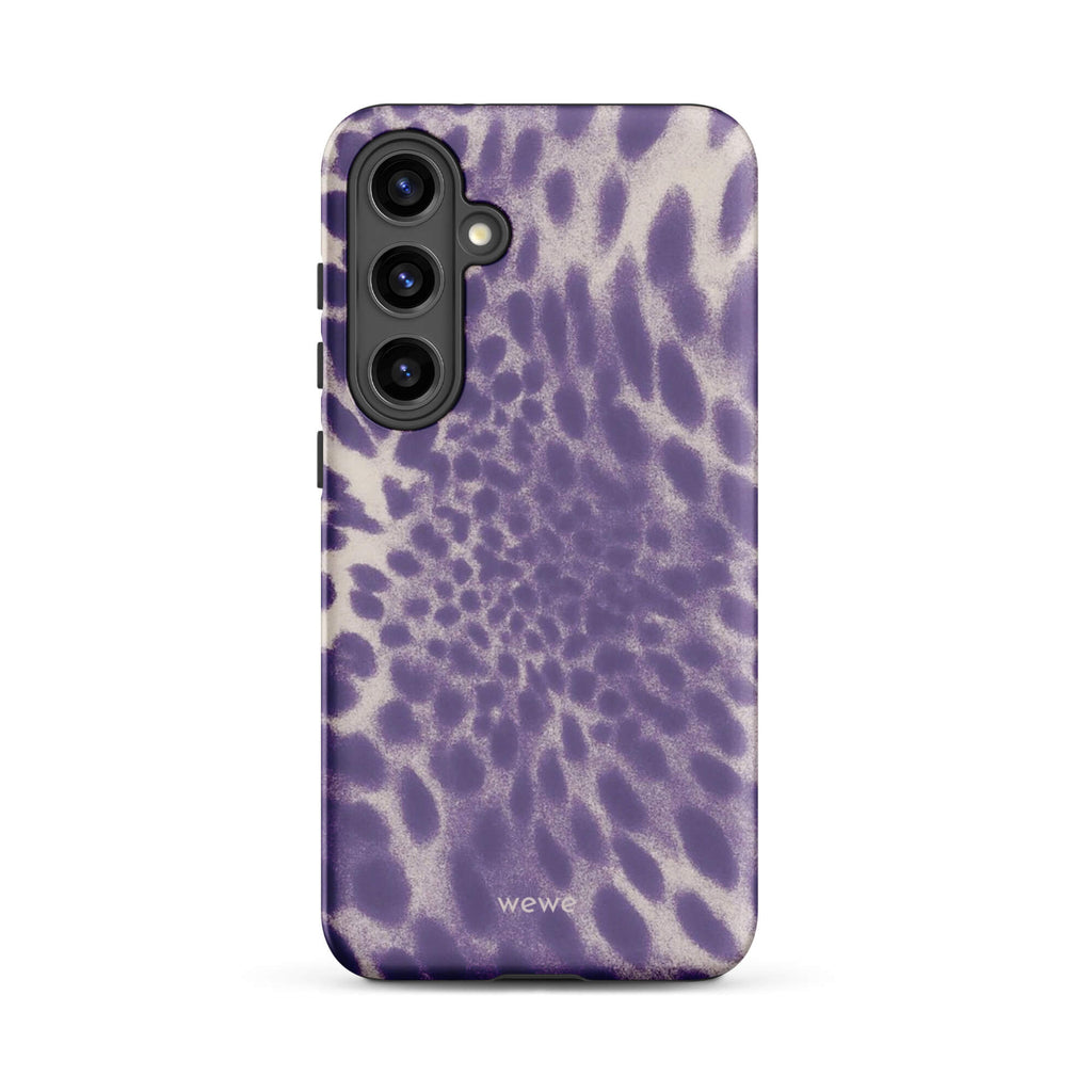 Lavender and cream iPhone case with soft-focus airbrushed leopard spots