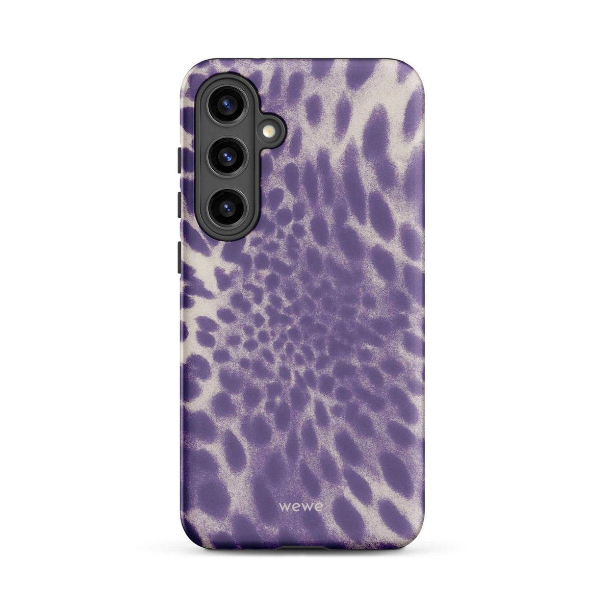 Lavender and cream iPhone case with soft-focus airbrushed leopard spots