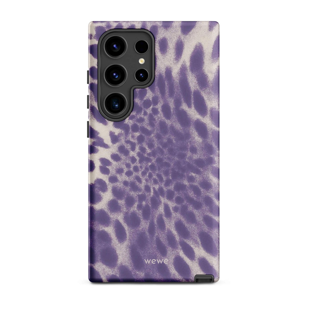 Lavender and cream iPhone case with soft-focus airbrushed leopard spots