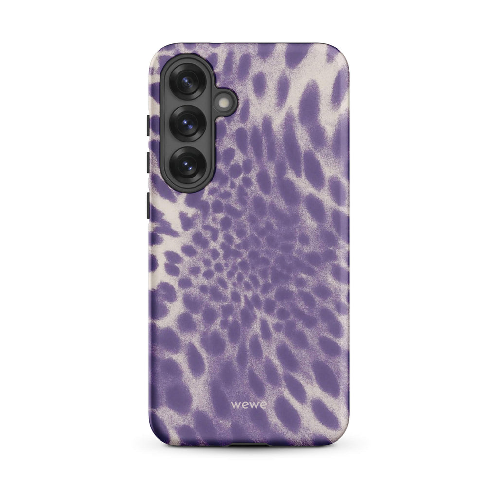 Lavender and cream iPhone case with soft-focus airbrushed leopard spots