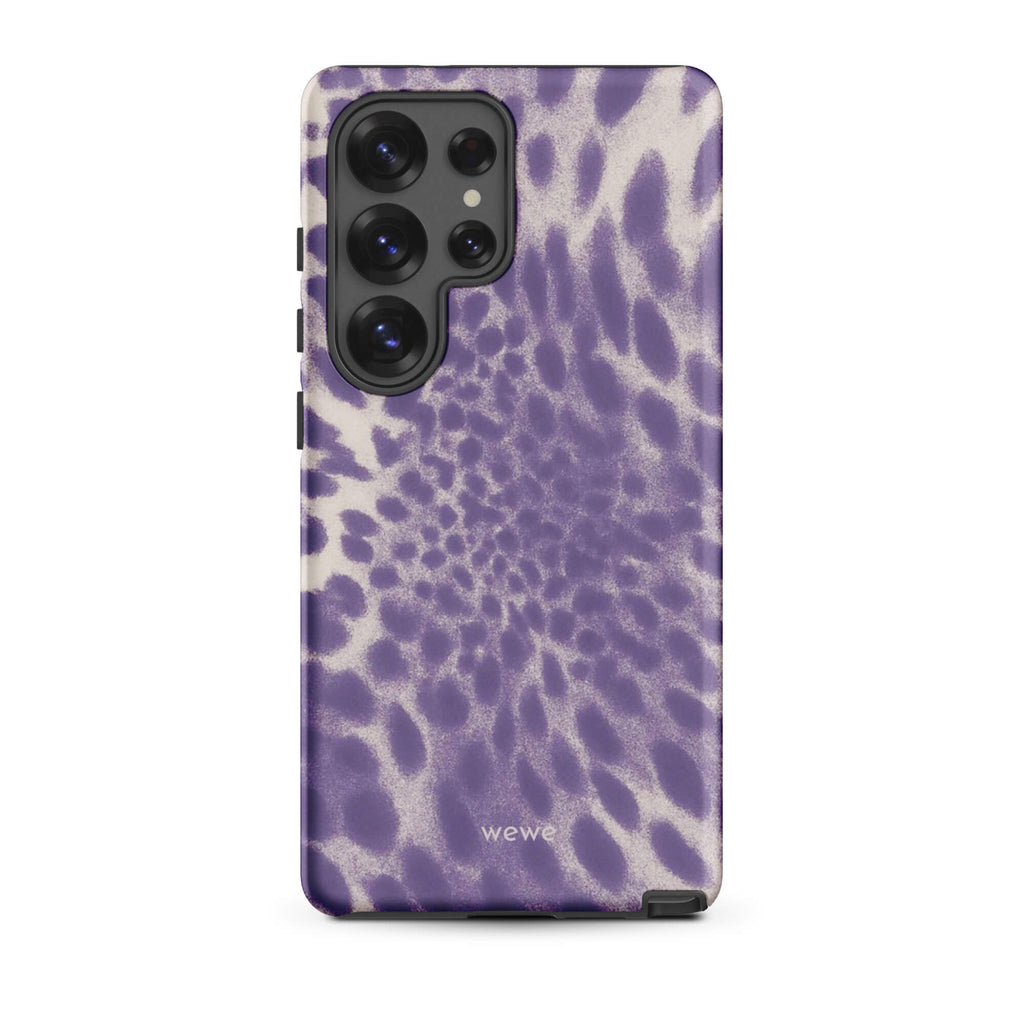 Lavender and cream iPhone case with soft-focus airbrushed leopard spots