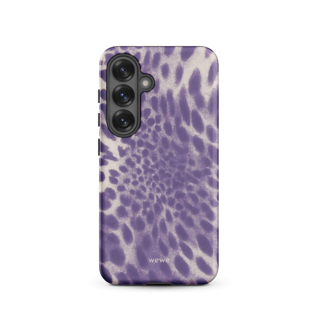 Lavender and cream iPhone case with soft-focus airbrushed leopard spots