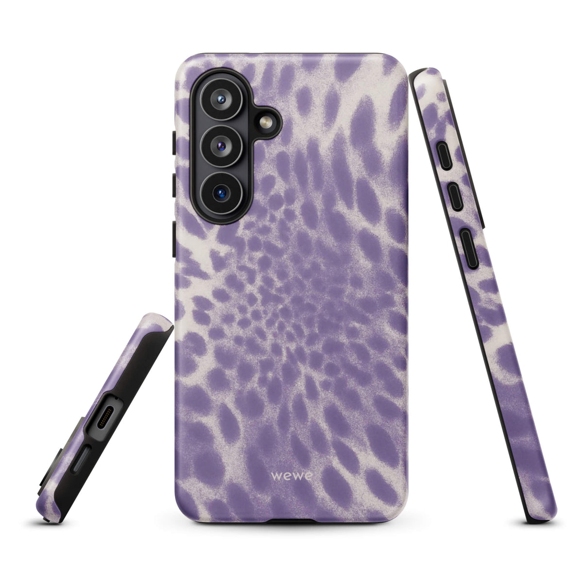 Lavender and cream iPhone case with soft-focus airbrushed leopard spots