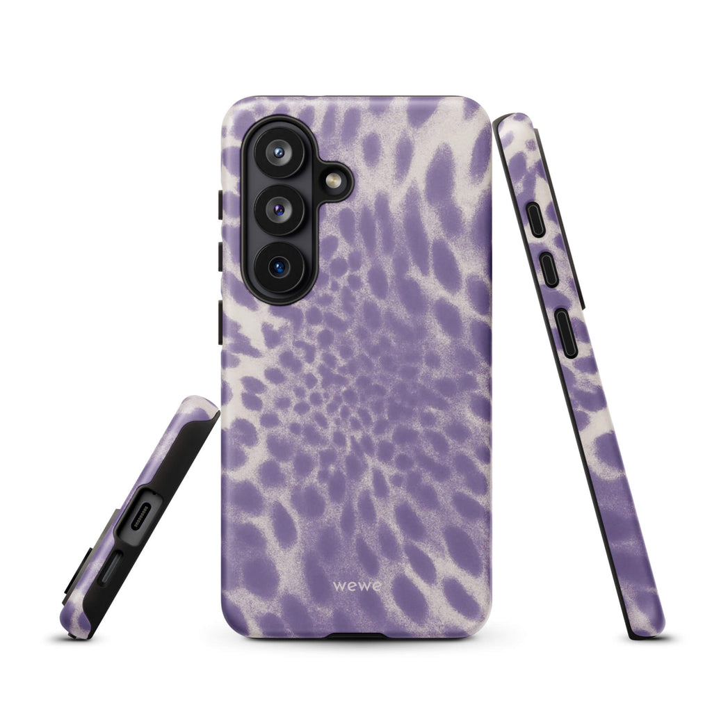 Lavender and cream iPhone case with soft-focus airbrushed leopard spots