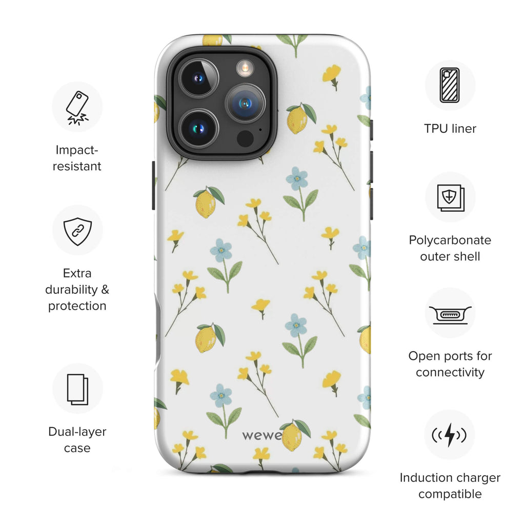 Custom fresh flower day iphone case 16 pro max wireless charging compatible.