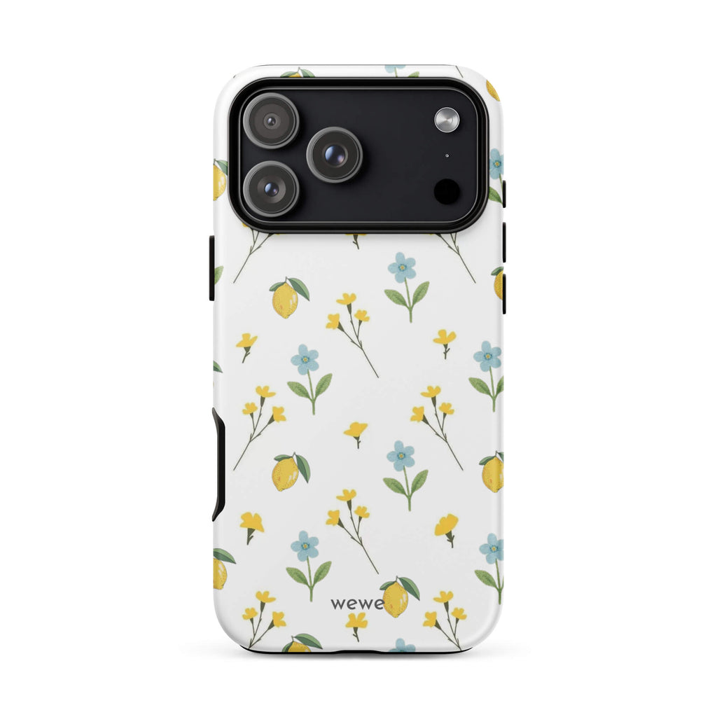 Custom fresh flower day iphone case 17 pro max yellow flower and lemon design.
