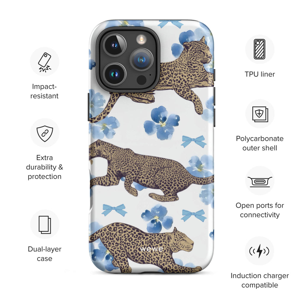Custom cute leopard iphone case 16 pro max wireless charging compatible.