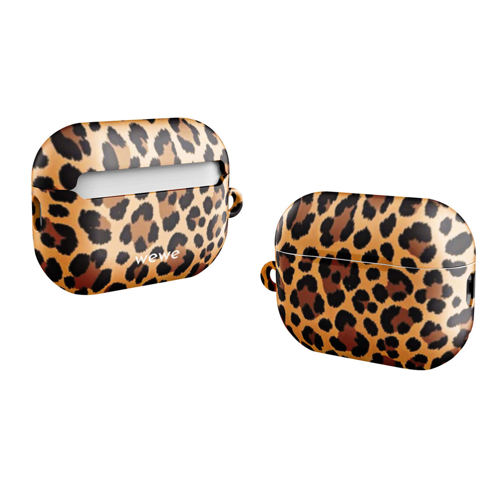 Custom AirPods case pro gen2 with a classic leopard print pattern in brown and black.