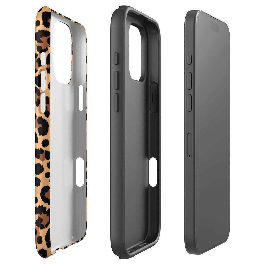 Custom leopard graphic iphone case 16 pro max dual-layer shockproof protection.