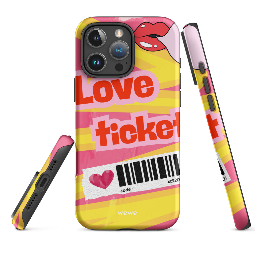 Custom sweet love ticket iphone case 16 pro max vintage style.