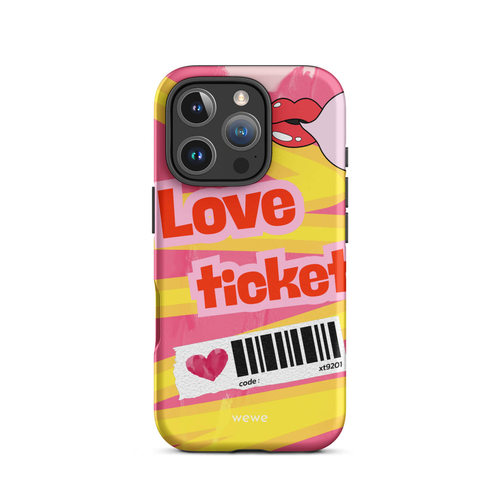 Custom sweet love ticket iphone case 17 pro vintage style.