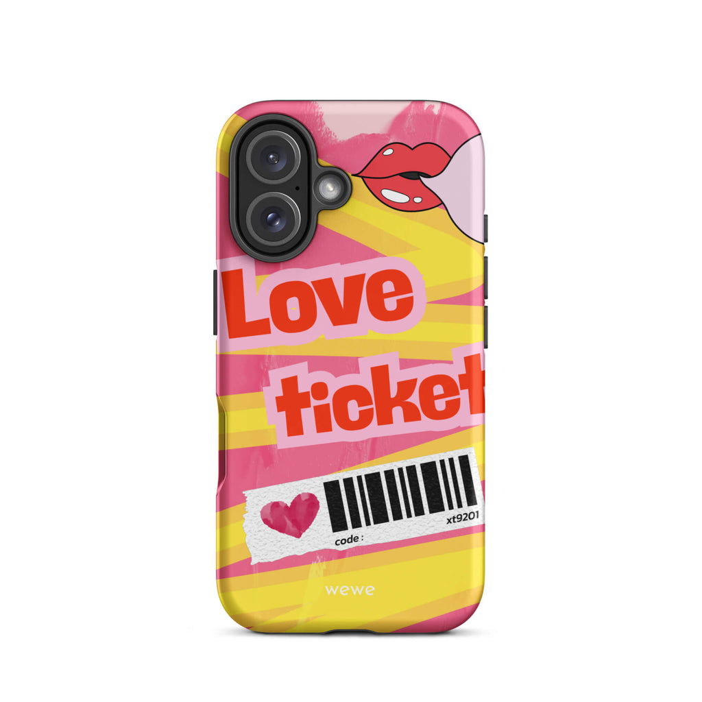 Custom sweet love ticket iphone case 16 vintage style.