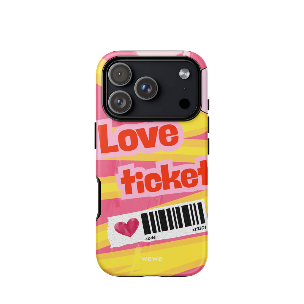 Custom sweet love ticket iphone case 17 pro vintage style.