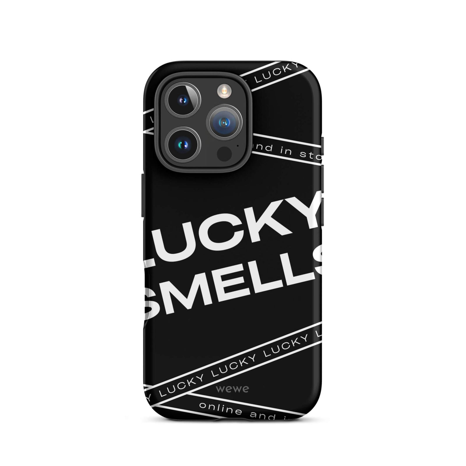 Custom modern luck iPhone case 16 pro bold typography design.