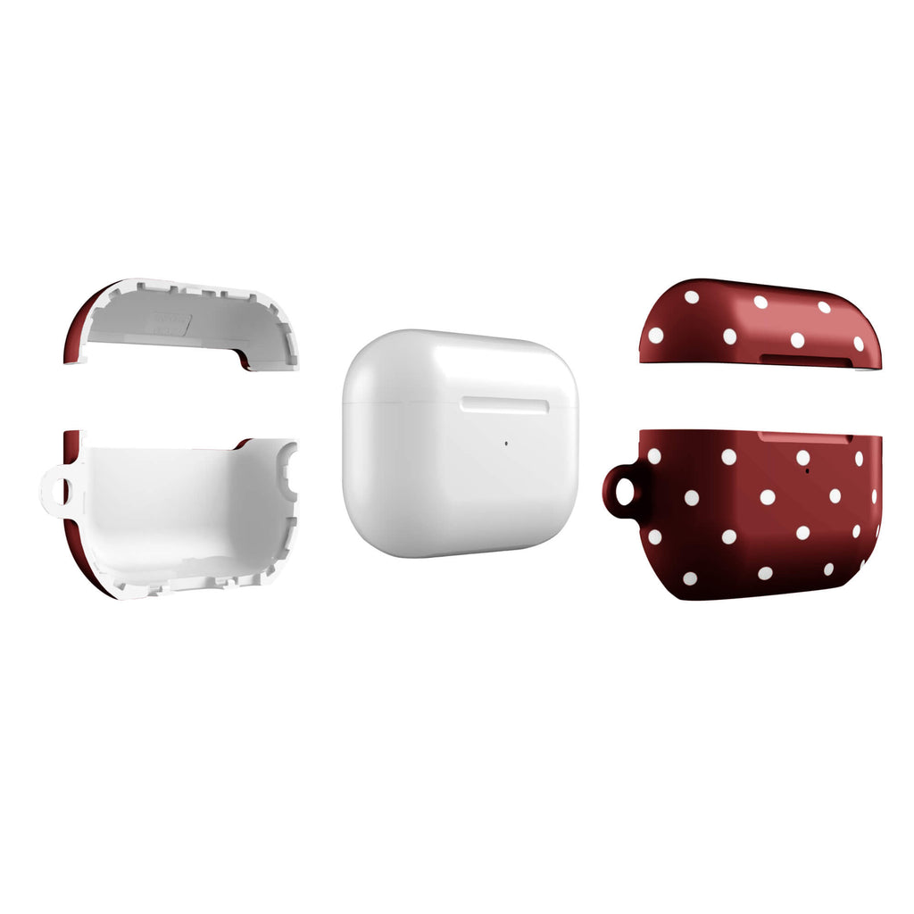 Custom maroon polka dot AirPods case pro gen2 slim protective.