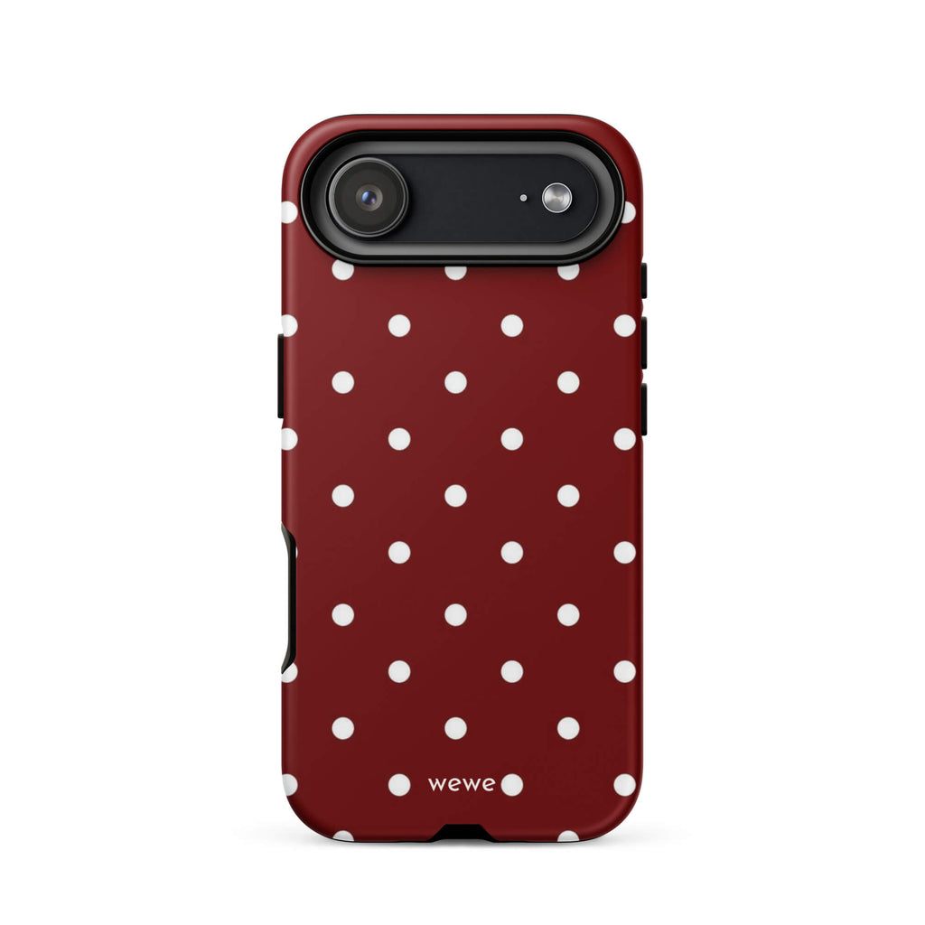 Custom maroon polka dot iphone case 17 air playful aesthetic.