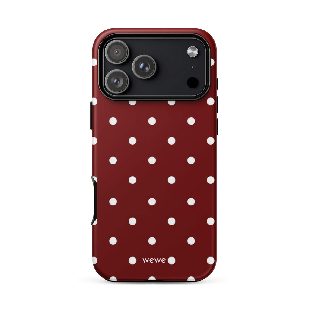 Custom maroon polka dot iphone case 17 pro max playful gift.