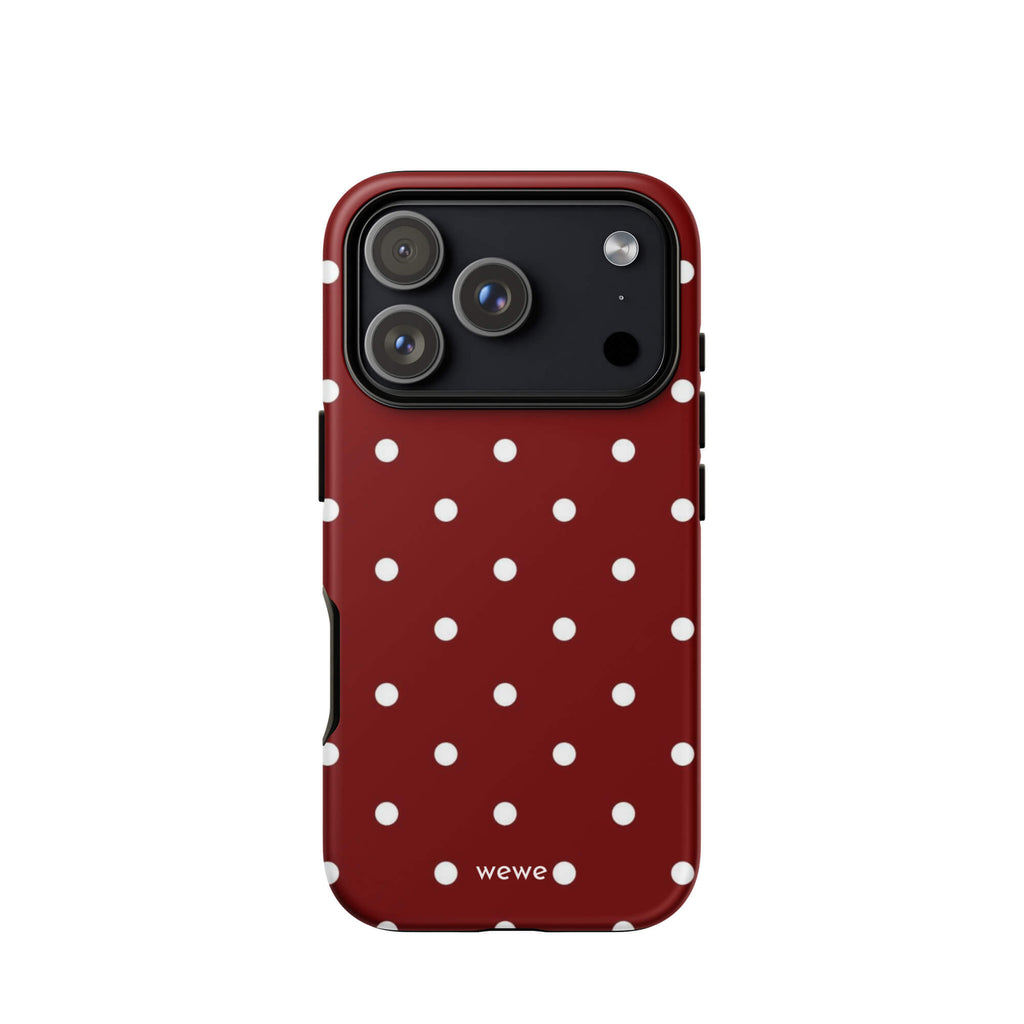 Custom maroon polka dot iphone case 17 pro playful gift.