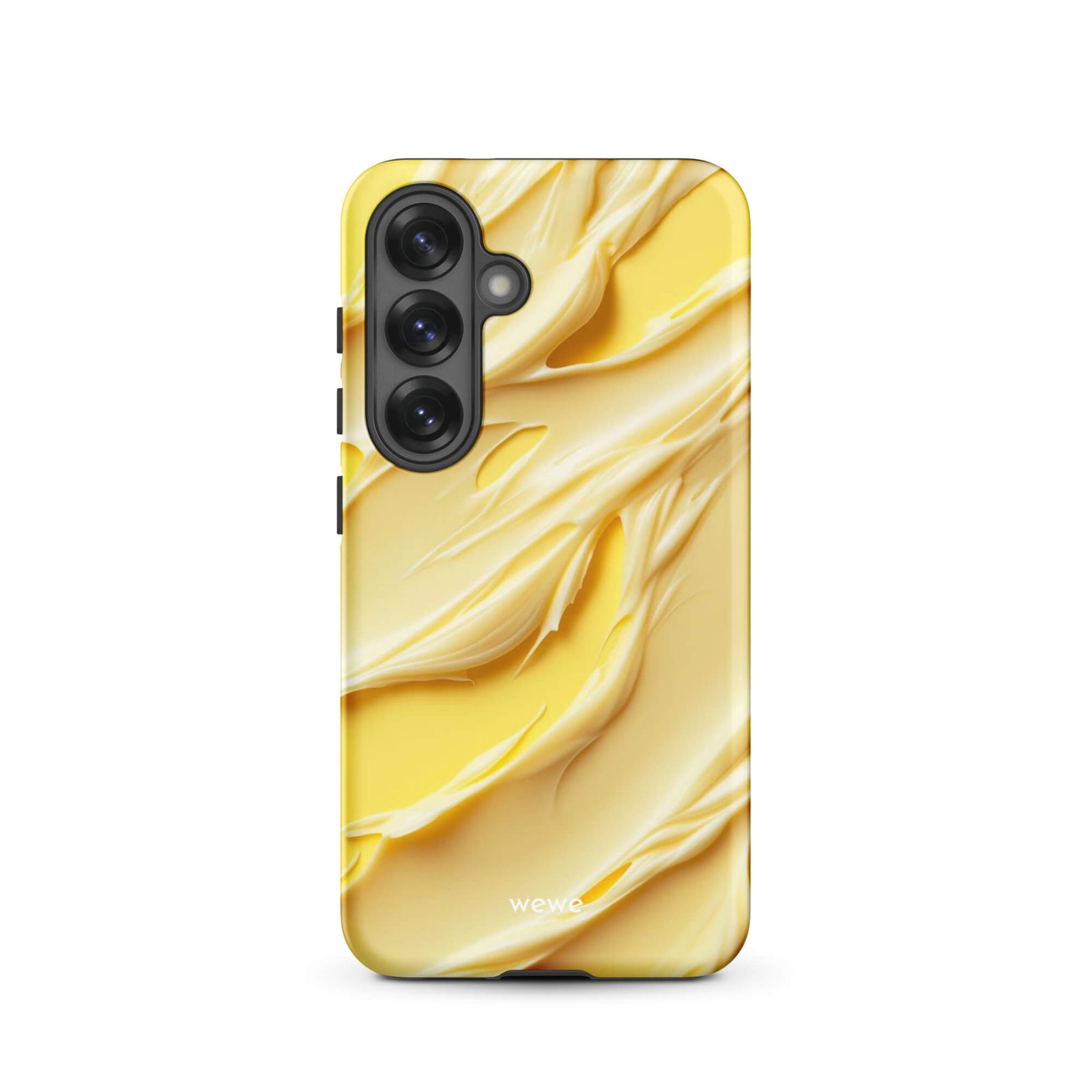 Custom samsung galaxy s25 Phone case with a close-up, macro photo of a textured, matte yellow frosting or ice cream.