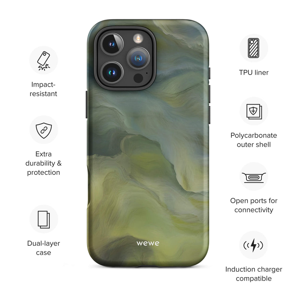 Custom sage green garden iphone case 17 wireless charging compatible.