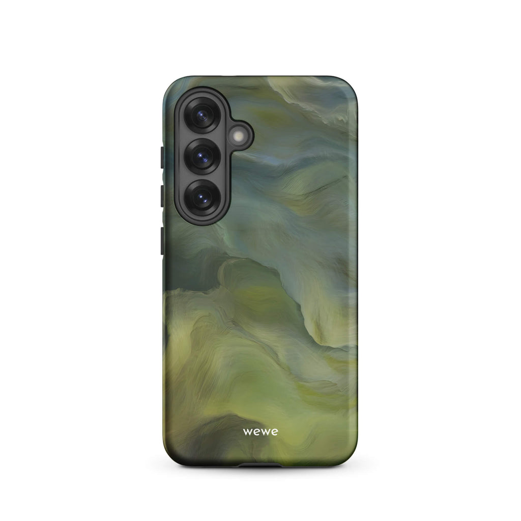 Custom samsung galaxy s25 with a close-up, macro photo of a textured, light mint green frothy substance, resembling sherbet or ice cream.