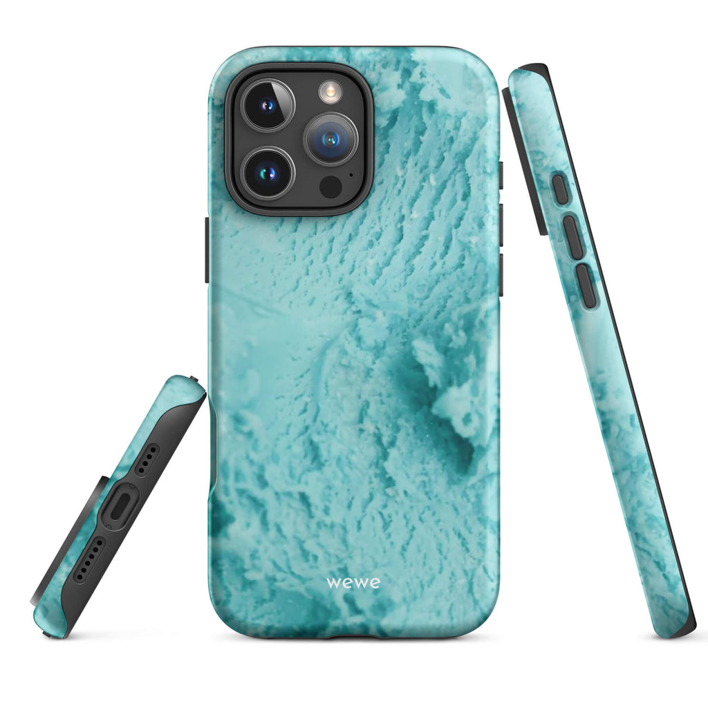 Custom coastal blue iphone case 16 pro max blue tones design.