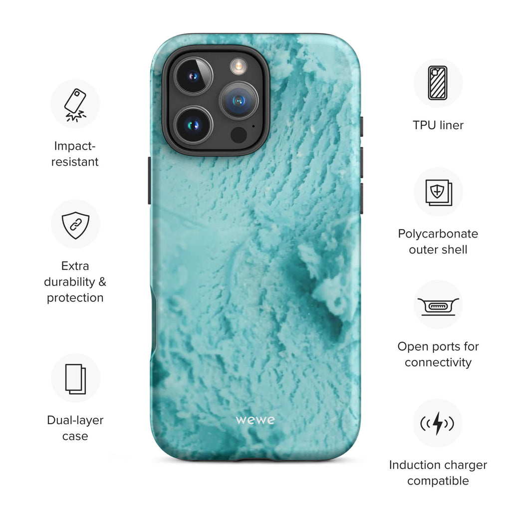 Custom coastal blue iphone case 16 pro max wireless charging compatible.