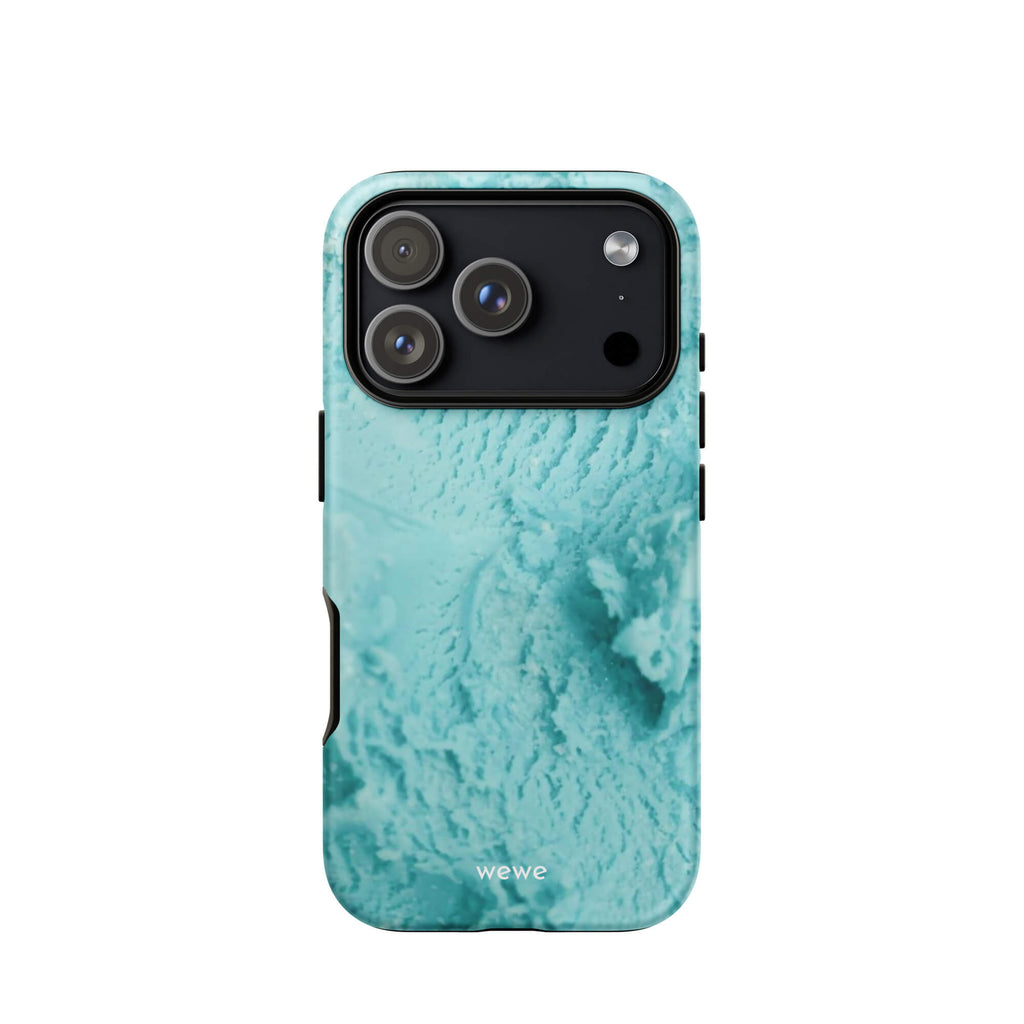 Custom coastal blue iphone case 17 pro blue tones design.