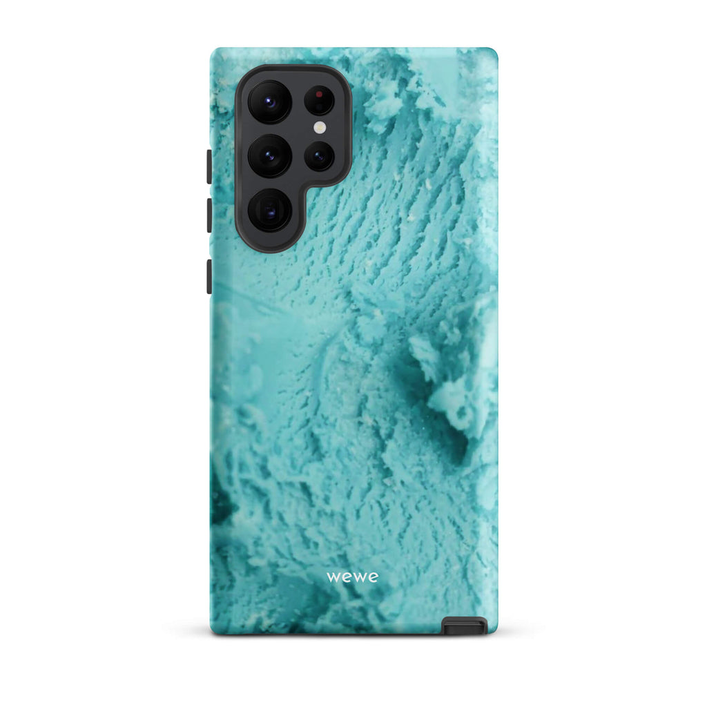Custom samsunng galaxy s22 ultra Phone case with a  close-up, macro photo of a mint green, frothy texture, resembling ice cream or foam.