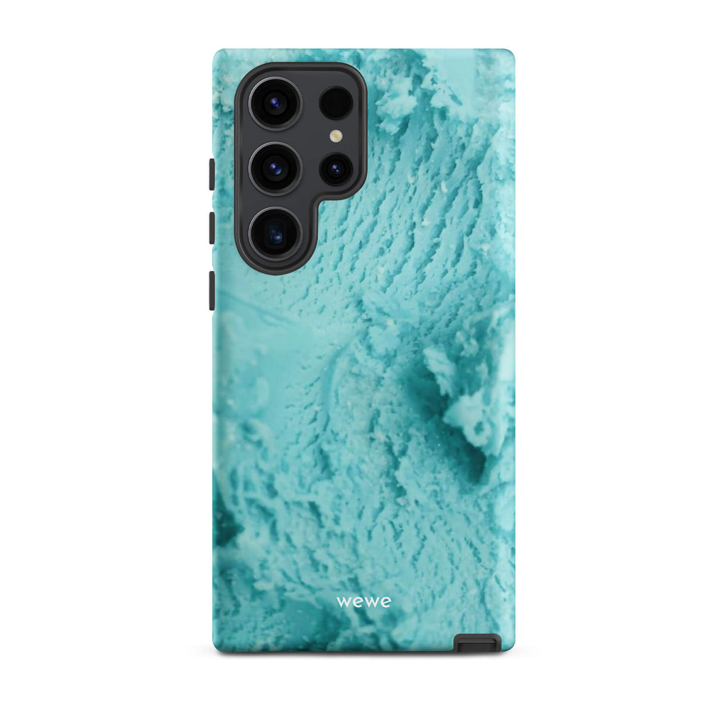 Custom samsunng galaxy s23 ultra Phone case with a  close-up, macro photo of a mint green, frothy texture, resembling ice cream or foam.