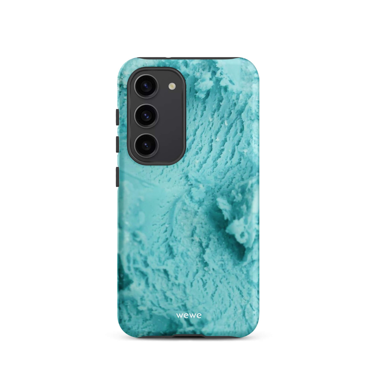 Custom samsunng galaxy s23 Phone case with a  close-up, macro photo of a mint green, frothy texture, resembling ice cream or foam.