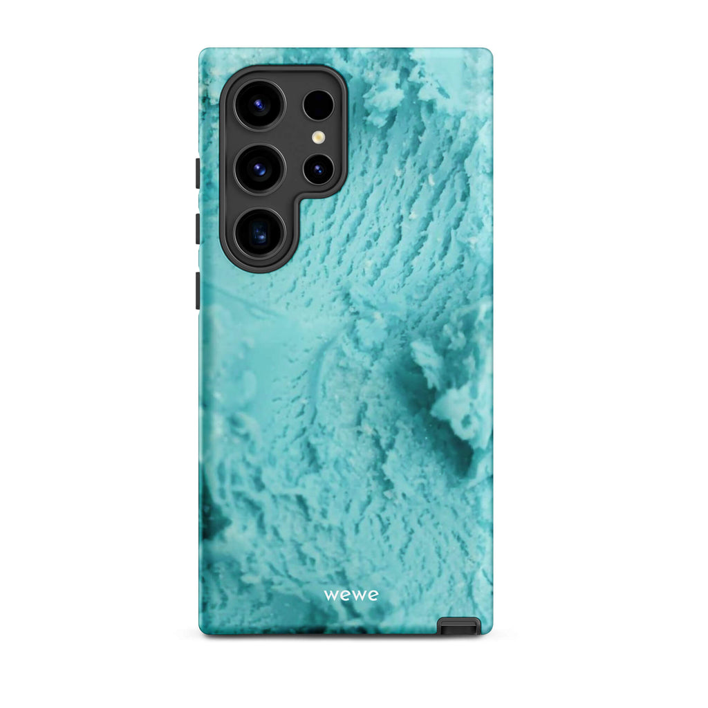 Custom samsunng galaxy s24 ultra Phone case with a  close-up, macro photo of a mint green, frothy texture, resembling ice cream or foam.