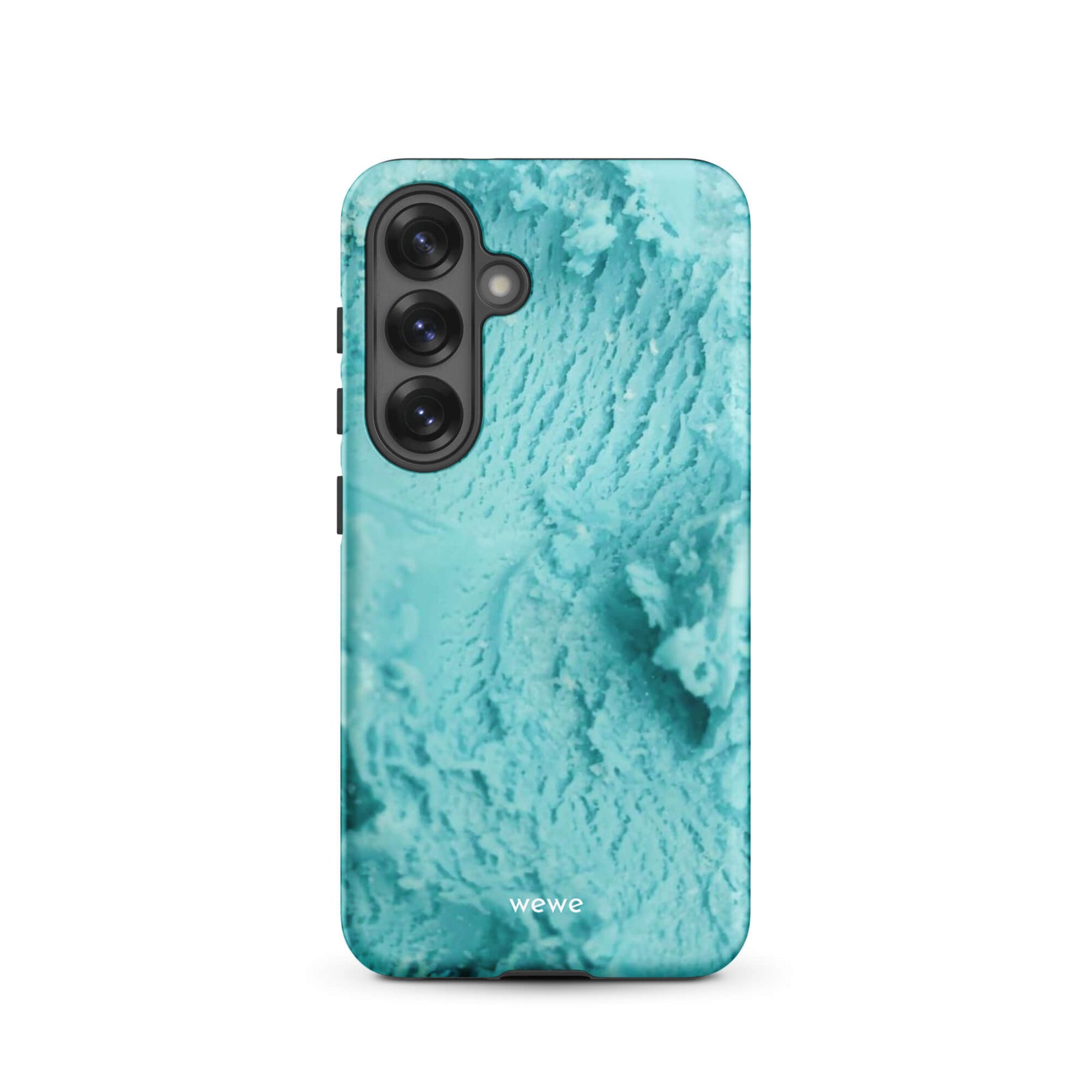 Custom samsunng galaxy s25 Phone case with a  close-up, macro photo of a mint green, frothy texture, resembling ice cream or foam.