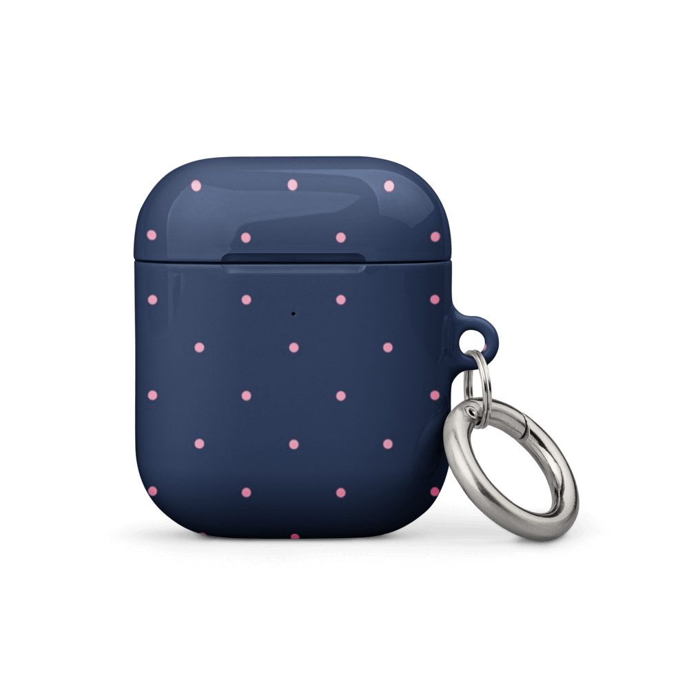 Custom navy micro polka dot AirPods case gen1 fun design.