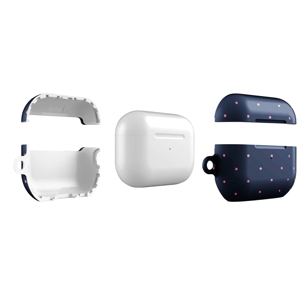 Custom navy micro polka dot AirPods case pro gen2 slim protective.