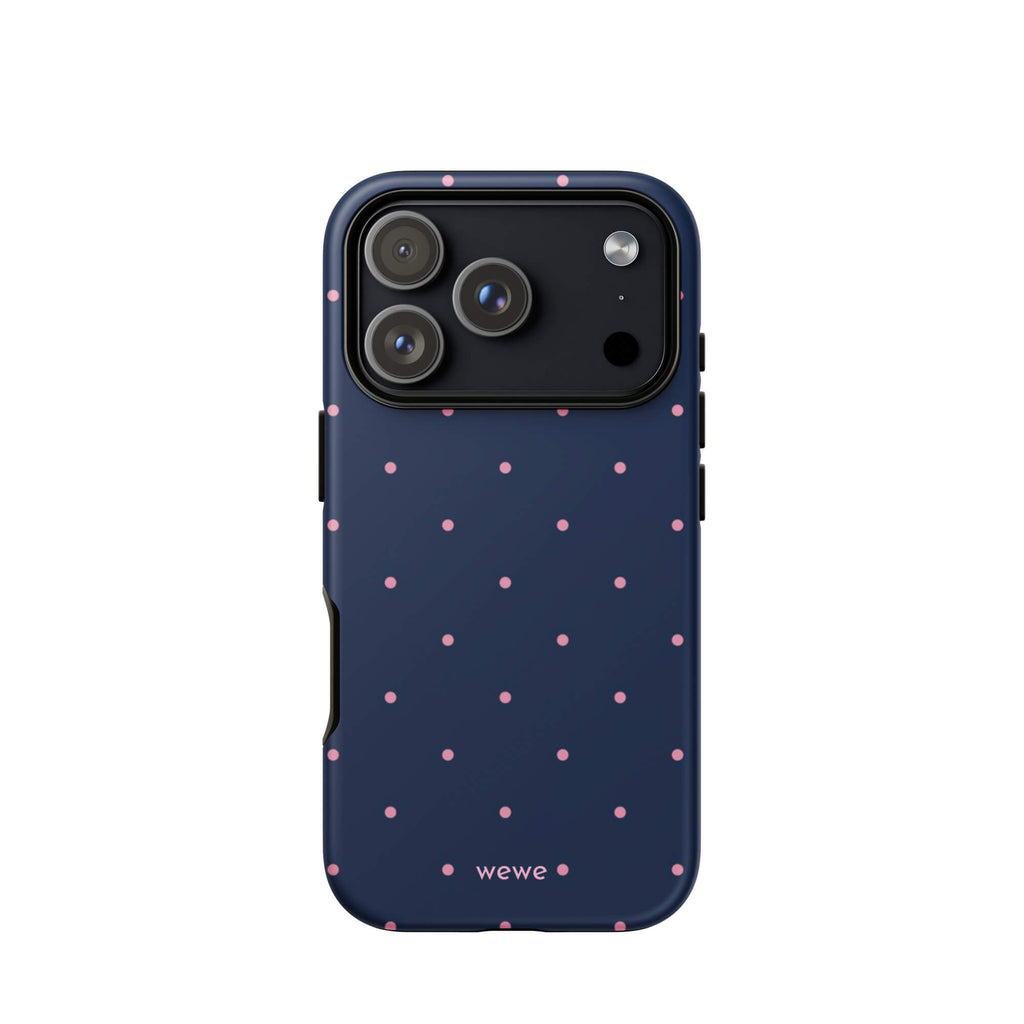 Custom navy micro polka dot iphone case 17 pro micro pink polka dot.