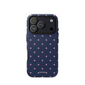 Navy blue pink star pattern preppy iPhone case