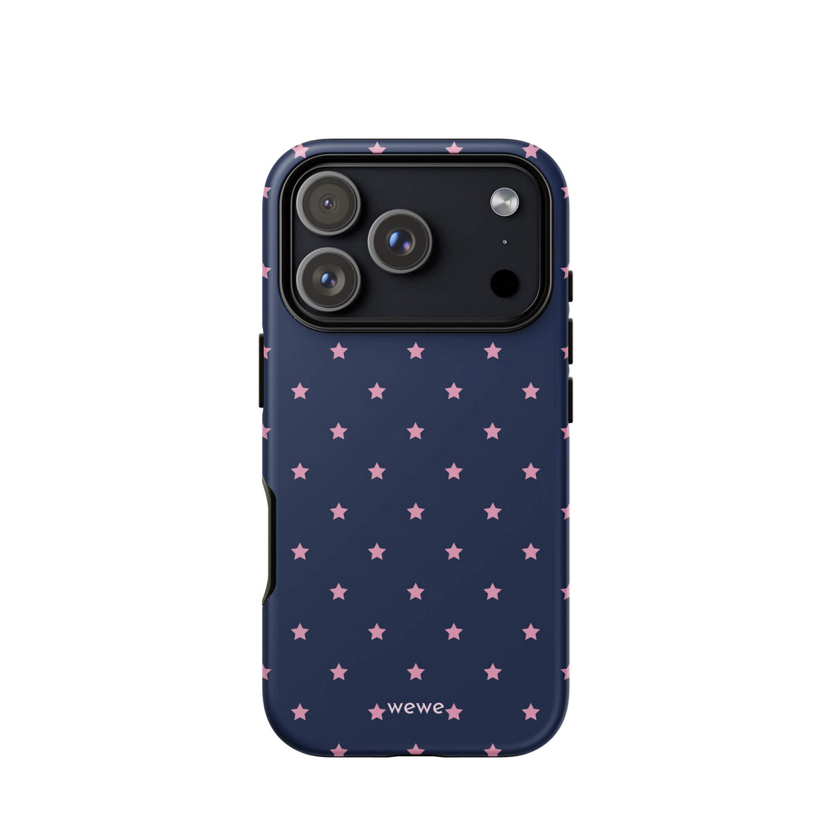 Navy blue pink star pattern preppy iPhone case