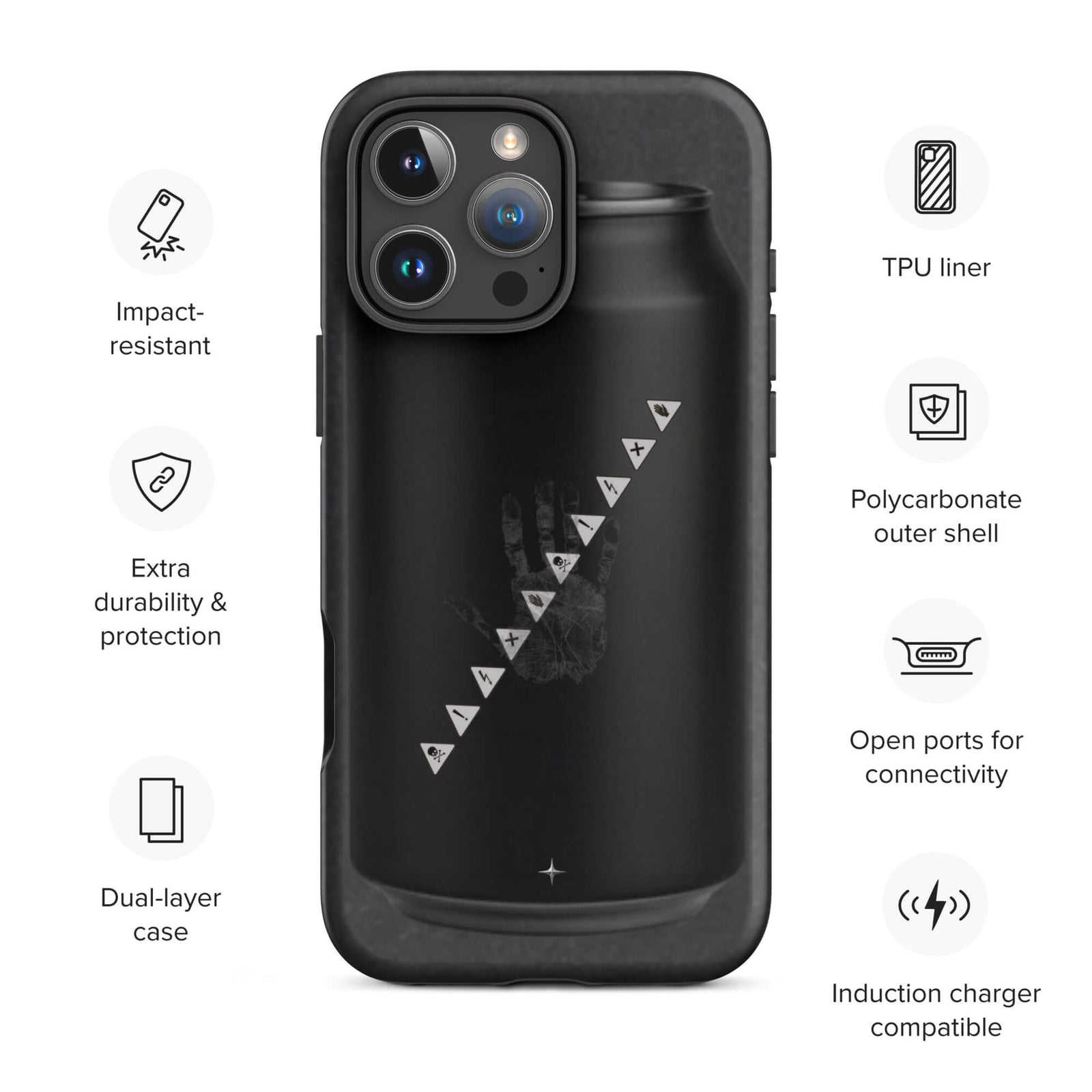 No Signal black tough iphone case 16 pro max anti social streetwear aesthetic minimal dark design dual-layer shockproof protection