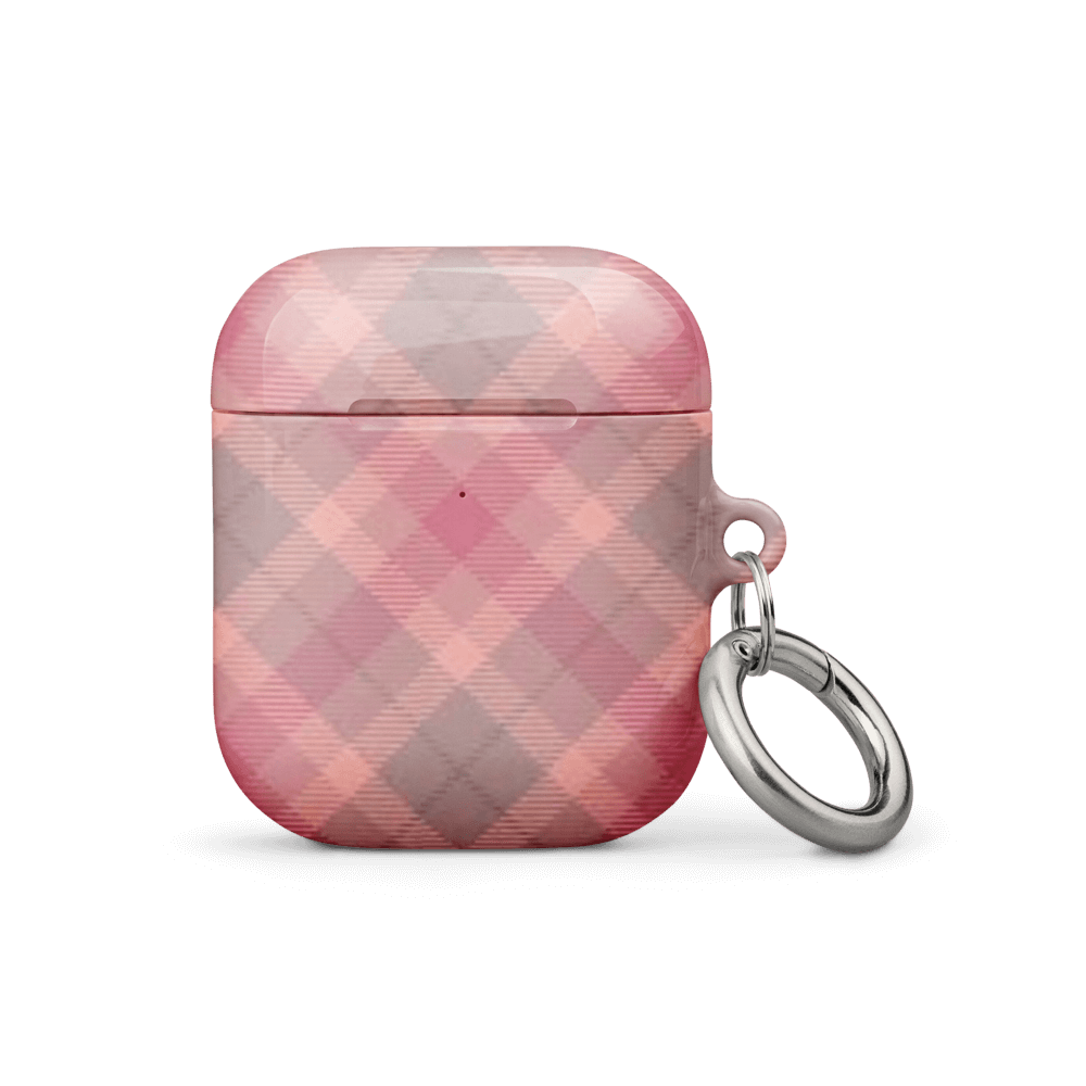 Custom red gingham airpods case gen1 generation gift.