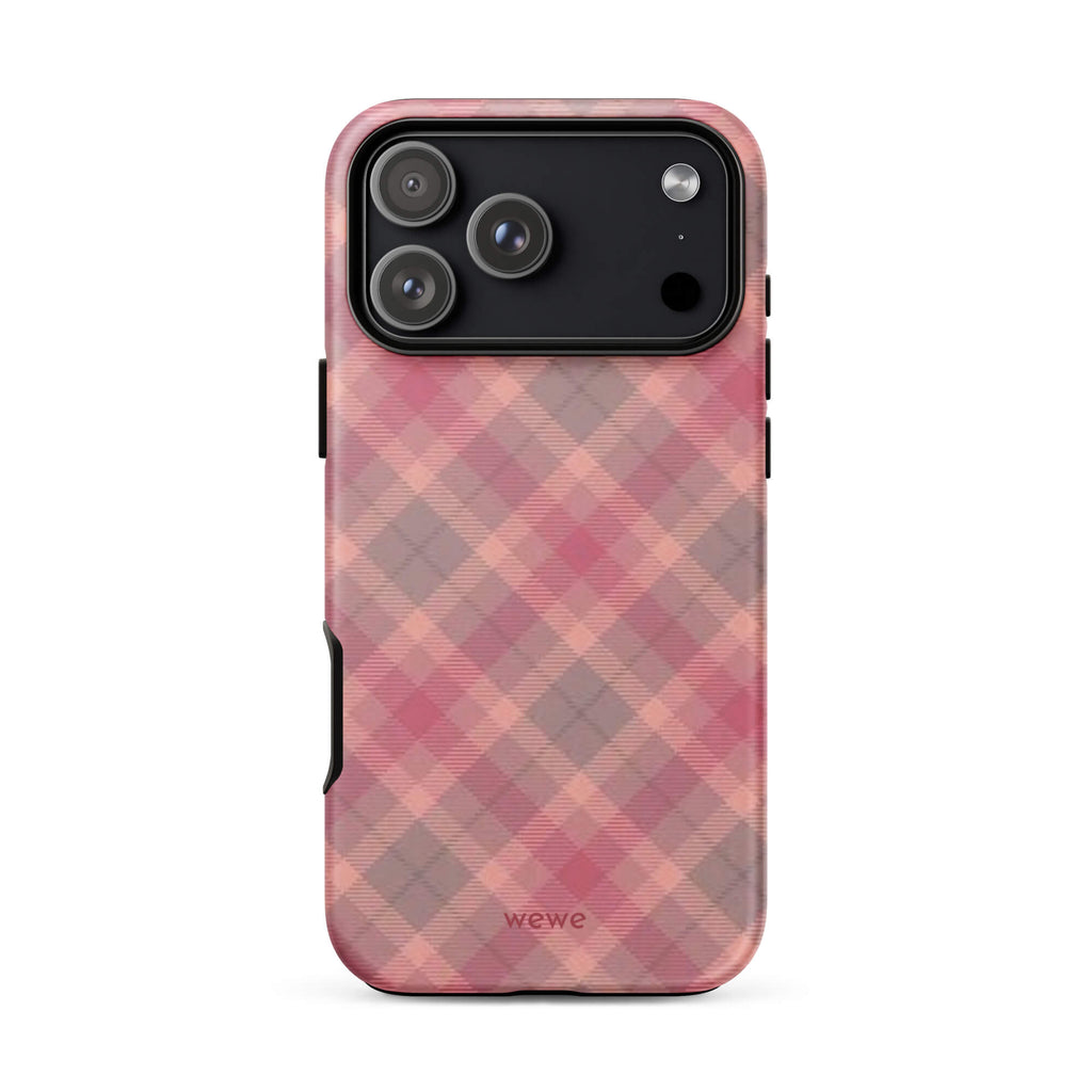 Custom red gingham iphone case 17 pro max vintage style.